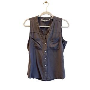 Max Studio Gray Silk Sleeveless Top